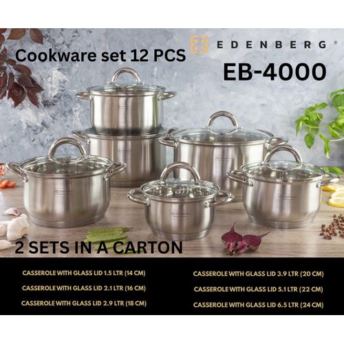 12pc Edenburg Stainless Steel Cookware