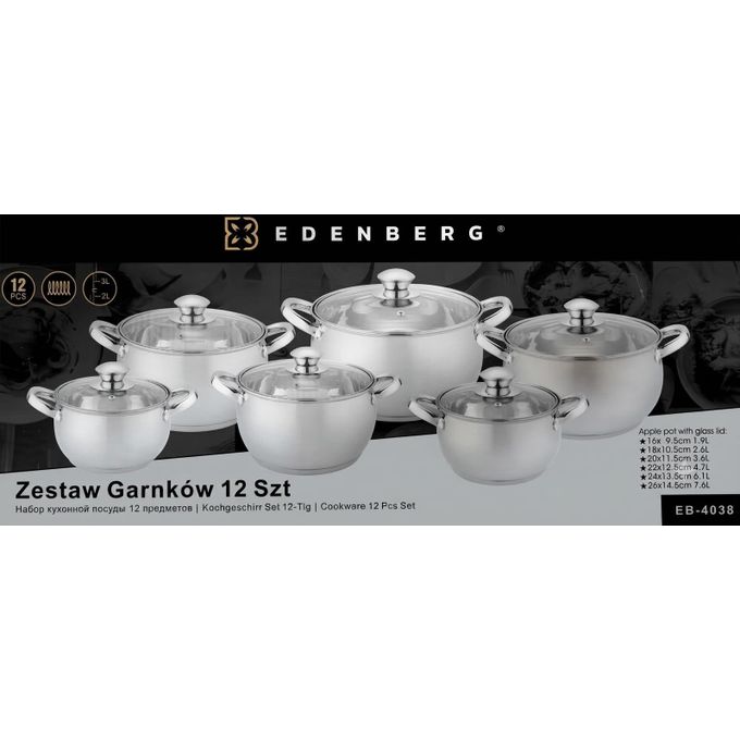 12pc Edenburg Stainless Steel Cookware